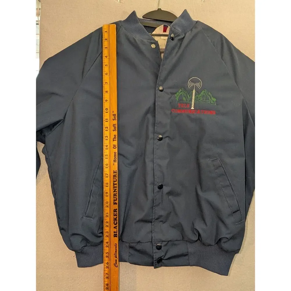 Vintage WestArk Jacket Mens XL Blue Canvas Bomber USA Workwear Telecommunication